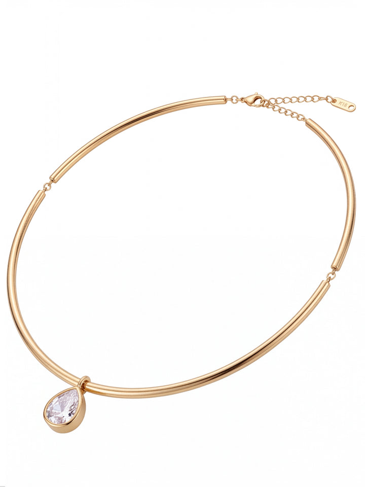 Choker Rigido Dije Zirconia Gota