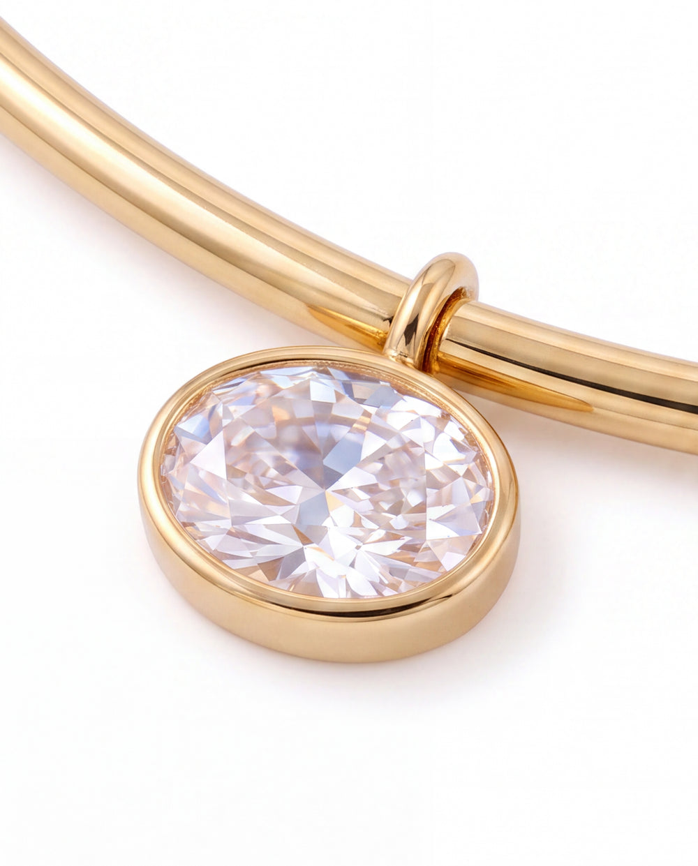 Choker Rigido Dije Zirconia Ovalada