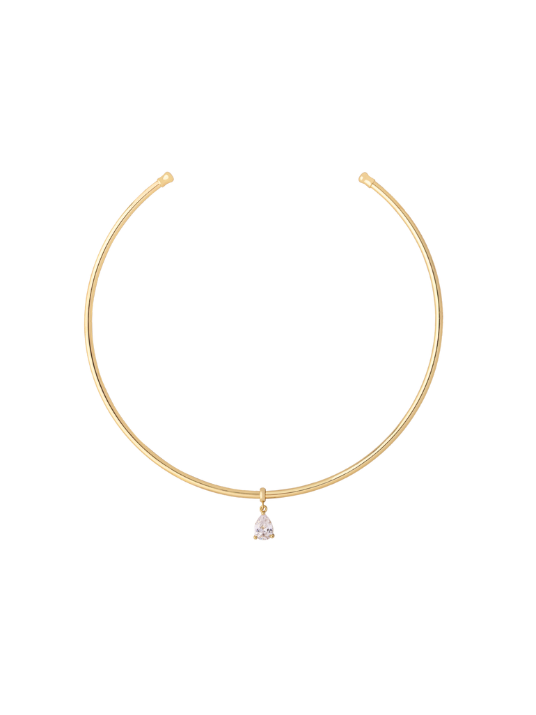 Choker Abierto Rigido Dije Zirconia Gota