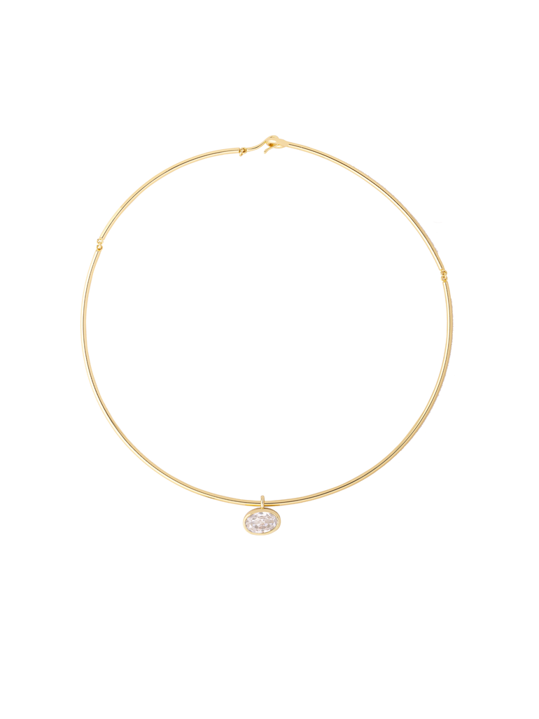Choker Rigido Dije Zirconia Ovalada