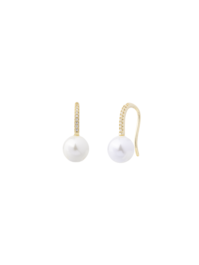 Par Arete Colgante Zirconias Con Perla