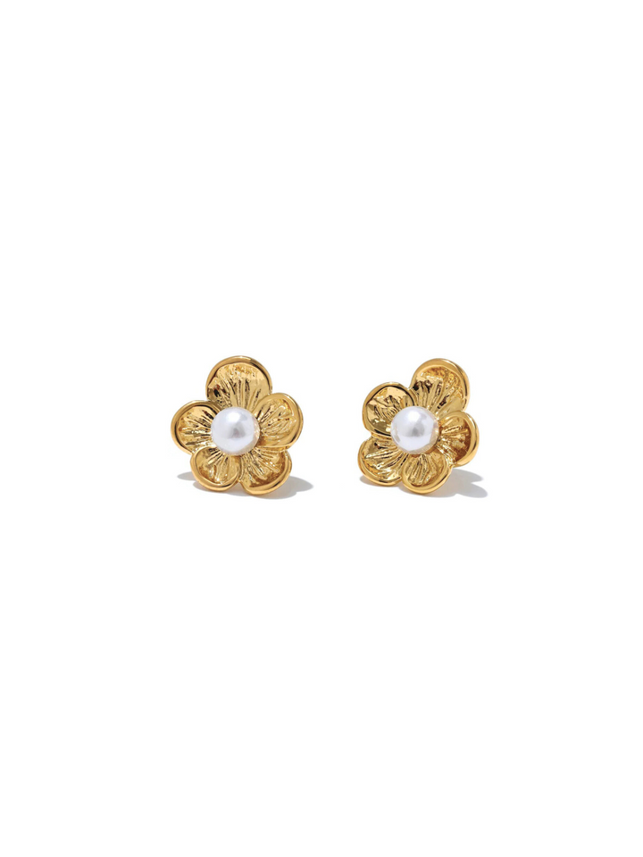 Par Arete Mini Flor Centro Perla
