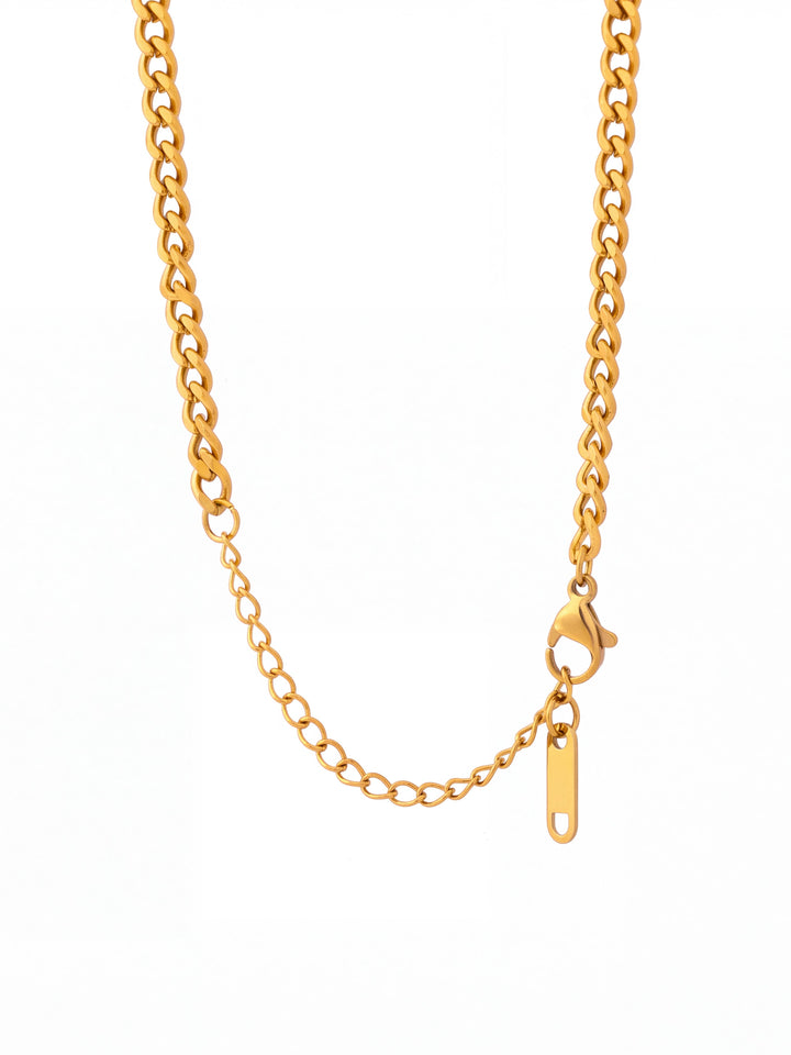 Collar Eslabon Cubano Con Dije Ovalado Zirconia