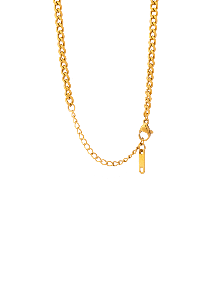 Collar Eslabon Cubano Con Dije Ovalado Zirconia
