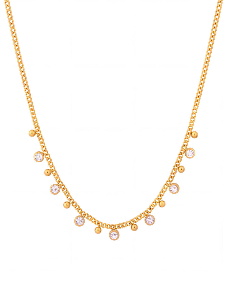 Collar Bolitas Y Mini Zirconias Colgantes