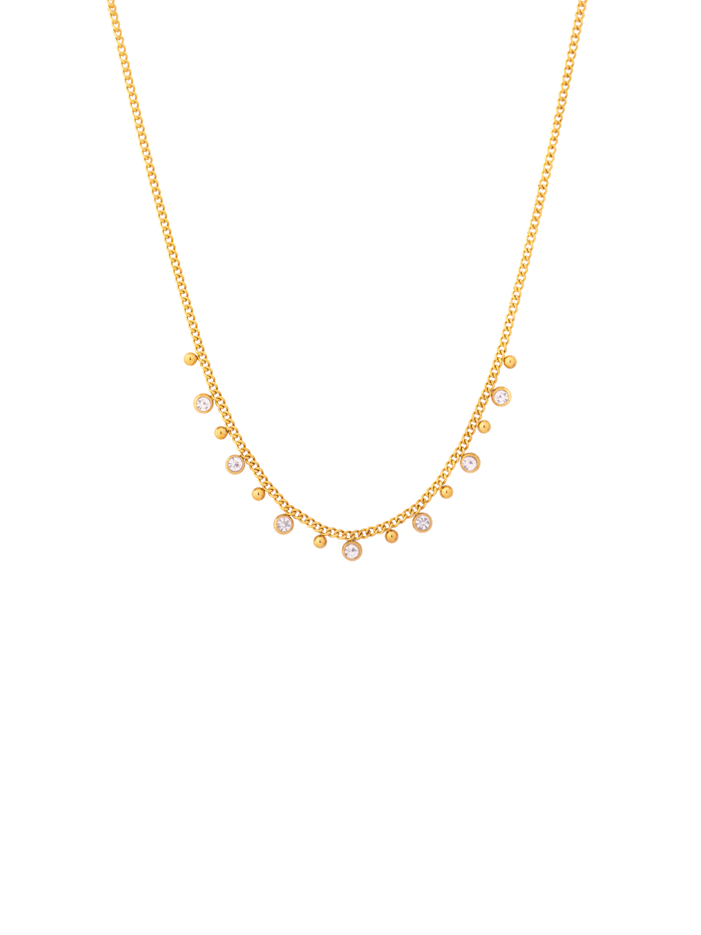 Collar Bolitas Y Mini Zirconias Colgantes