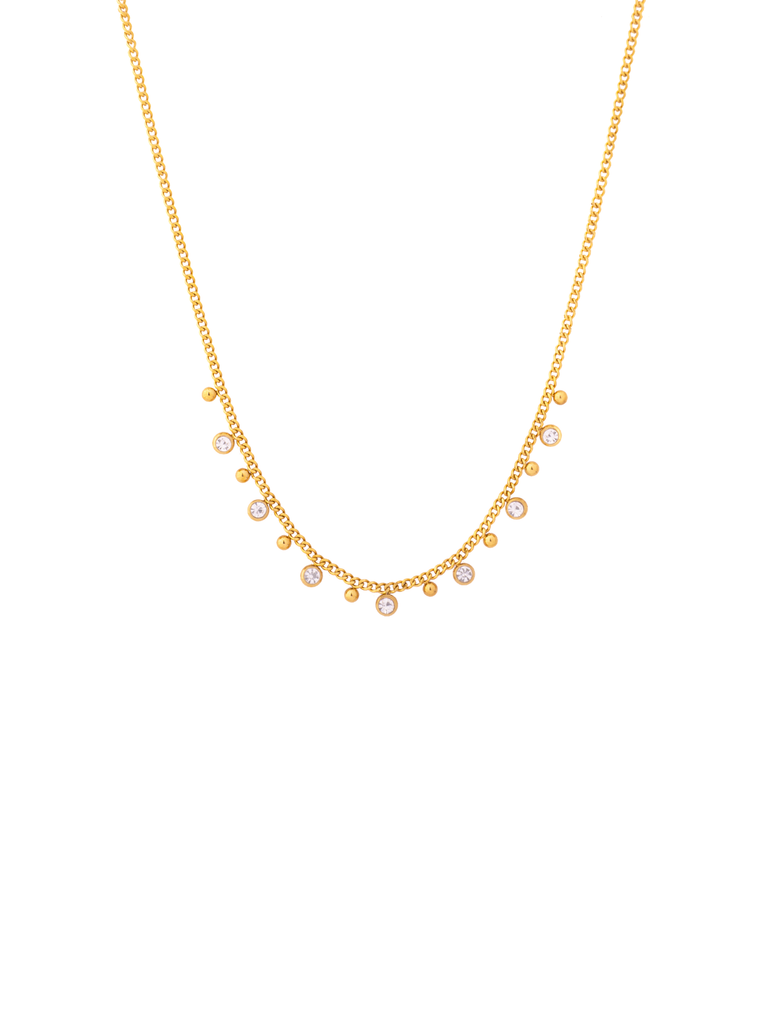 Collar Bolitas Y Mini Zirconias Colgantes