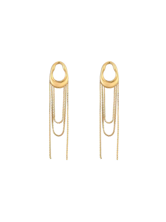 Par Arete Ovalo Irregular Con Tiras