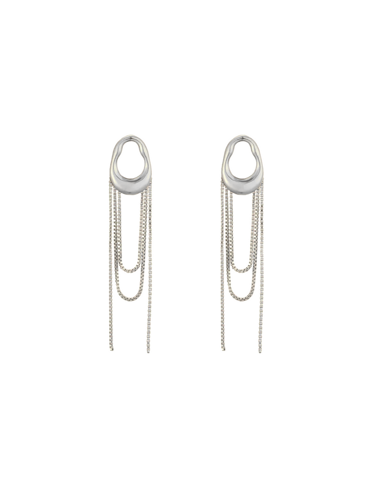 Par Arete Ovalo Irregular Con Tiras