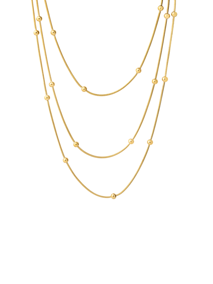 Collar Triple Con Bolitas
