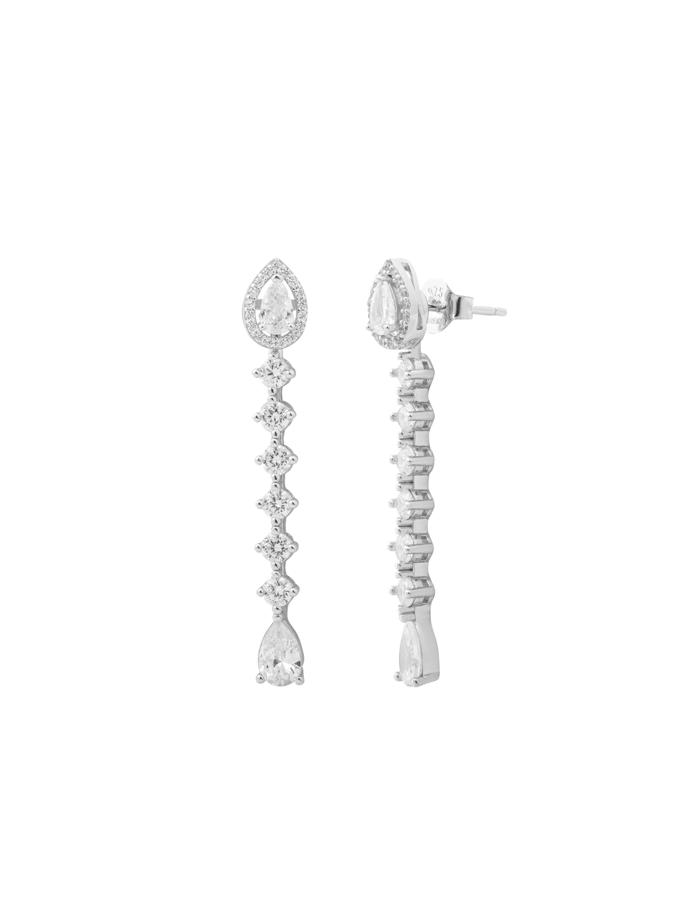 Par Arete Gota Con Linea de Zirconias 2 en 1