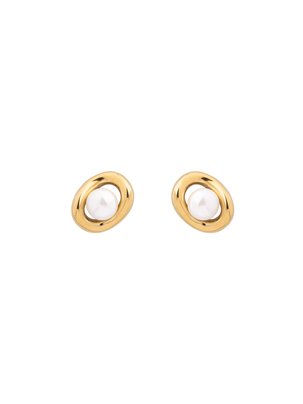 Par Arete Ondulado Con Perla