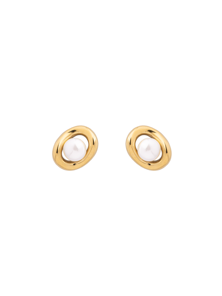 Par Arete Ondulado Con Perla