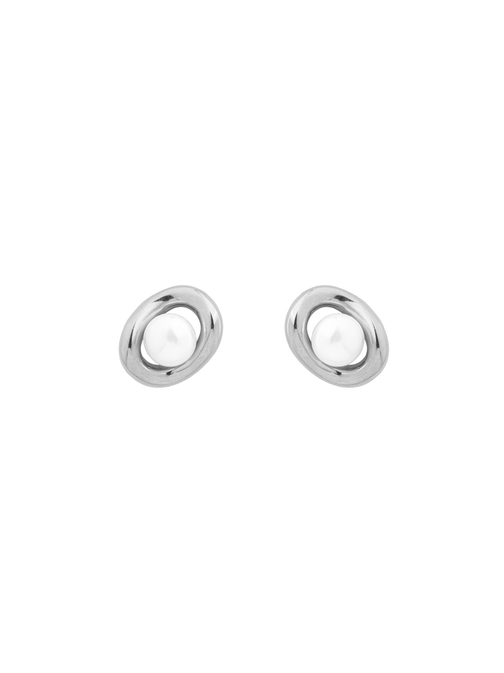 Par Arete Ondulado Con Perla