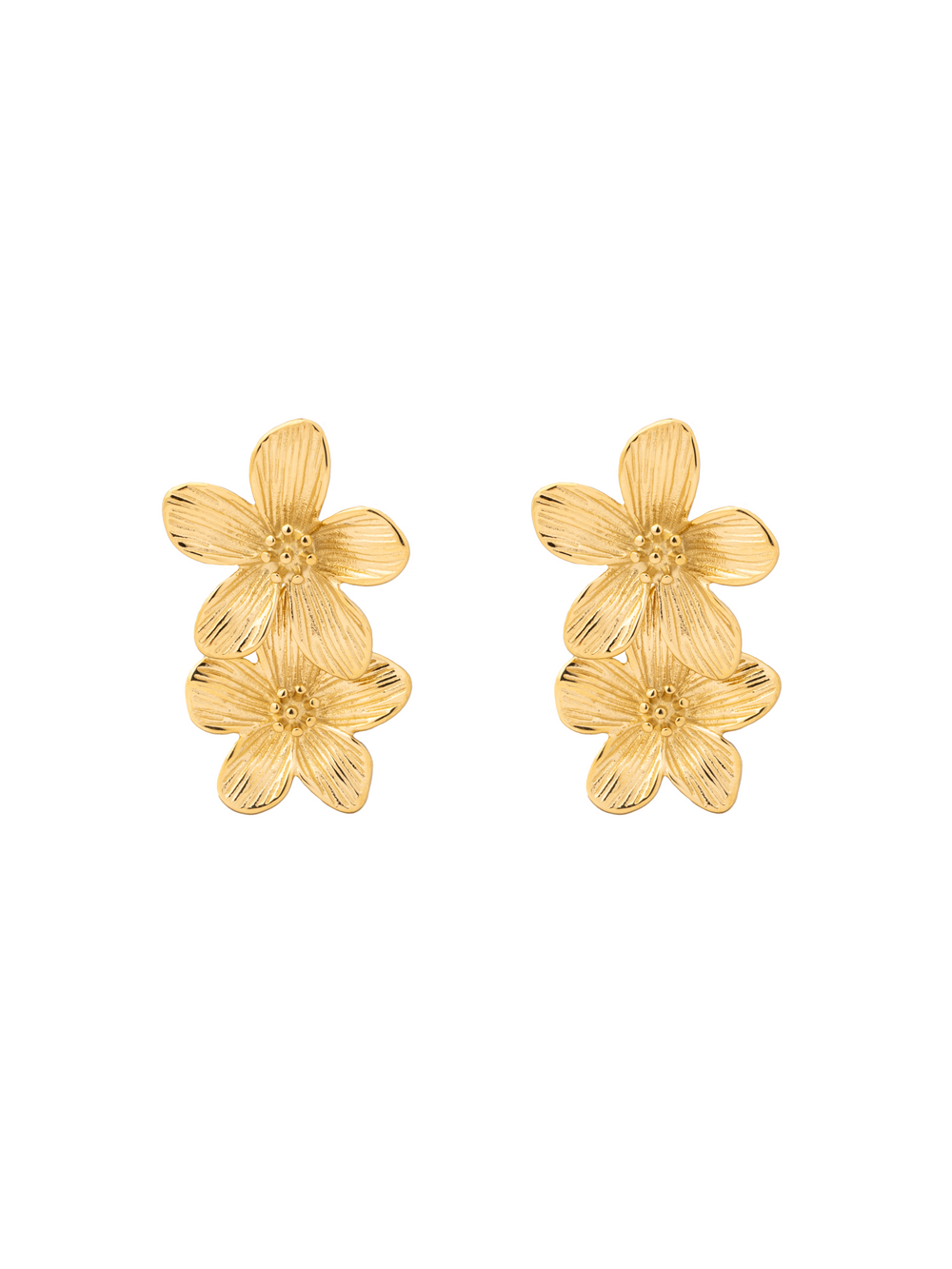 Par Arete Doble Flor Con Centro
