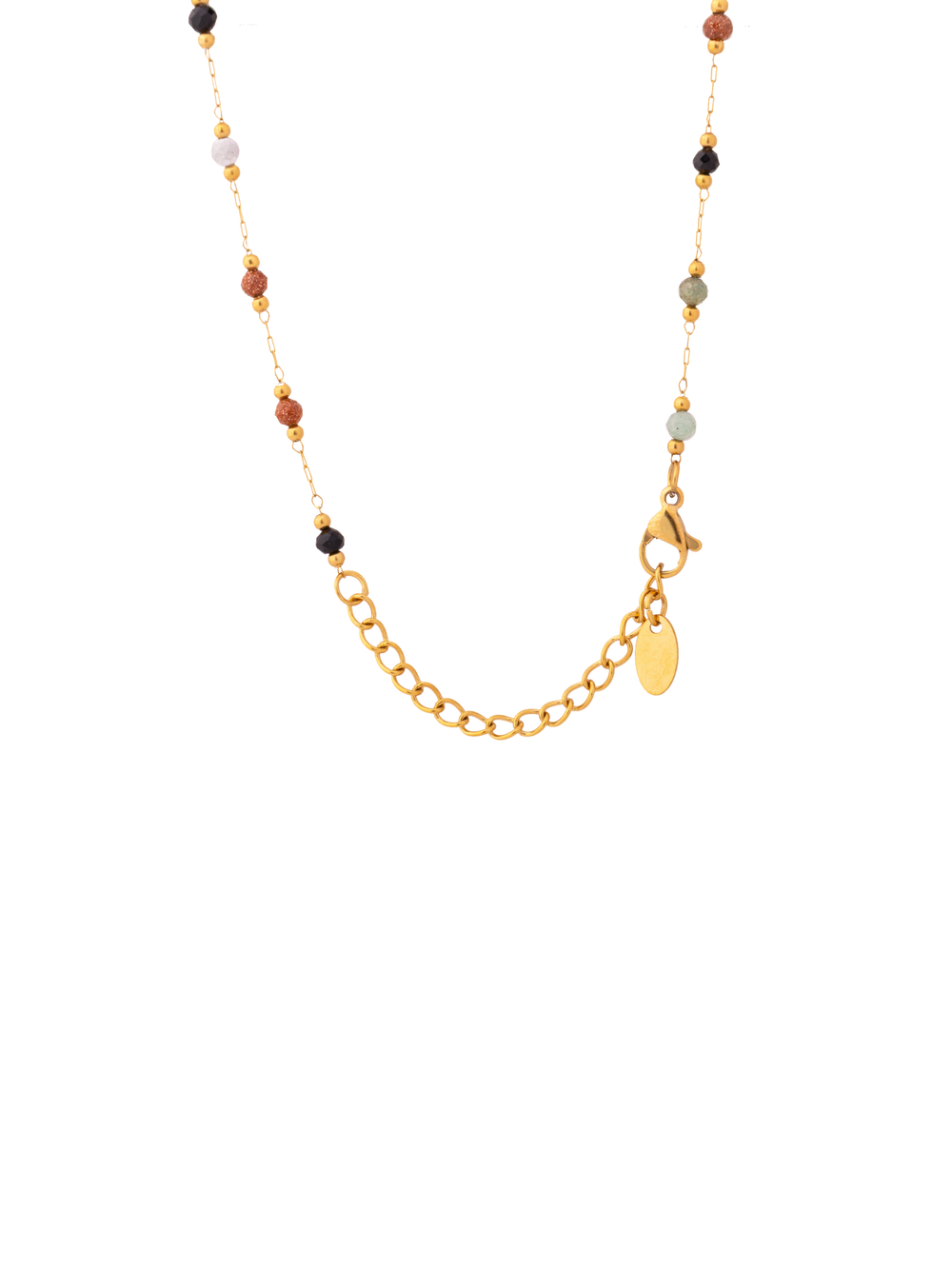 Collar Eslabones Con Piedras Colores