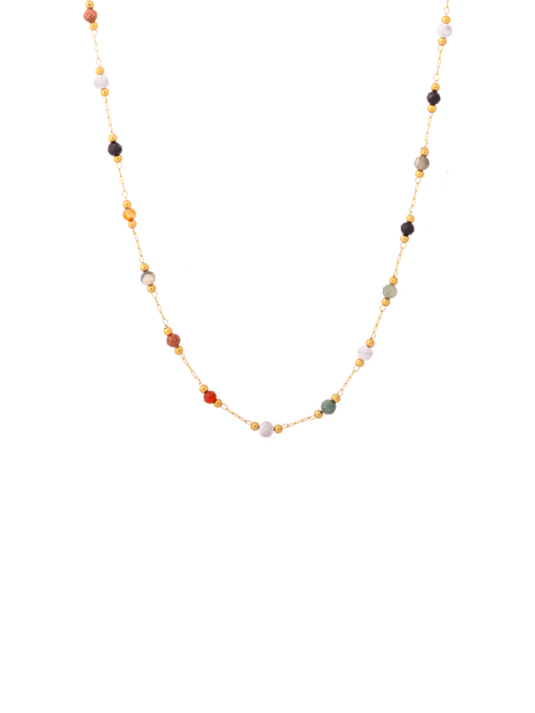 Collar Eslabones Con Piedras Colores