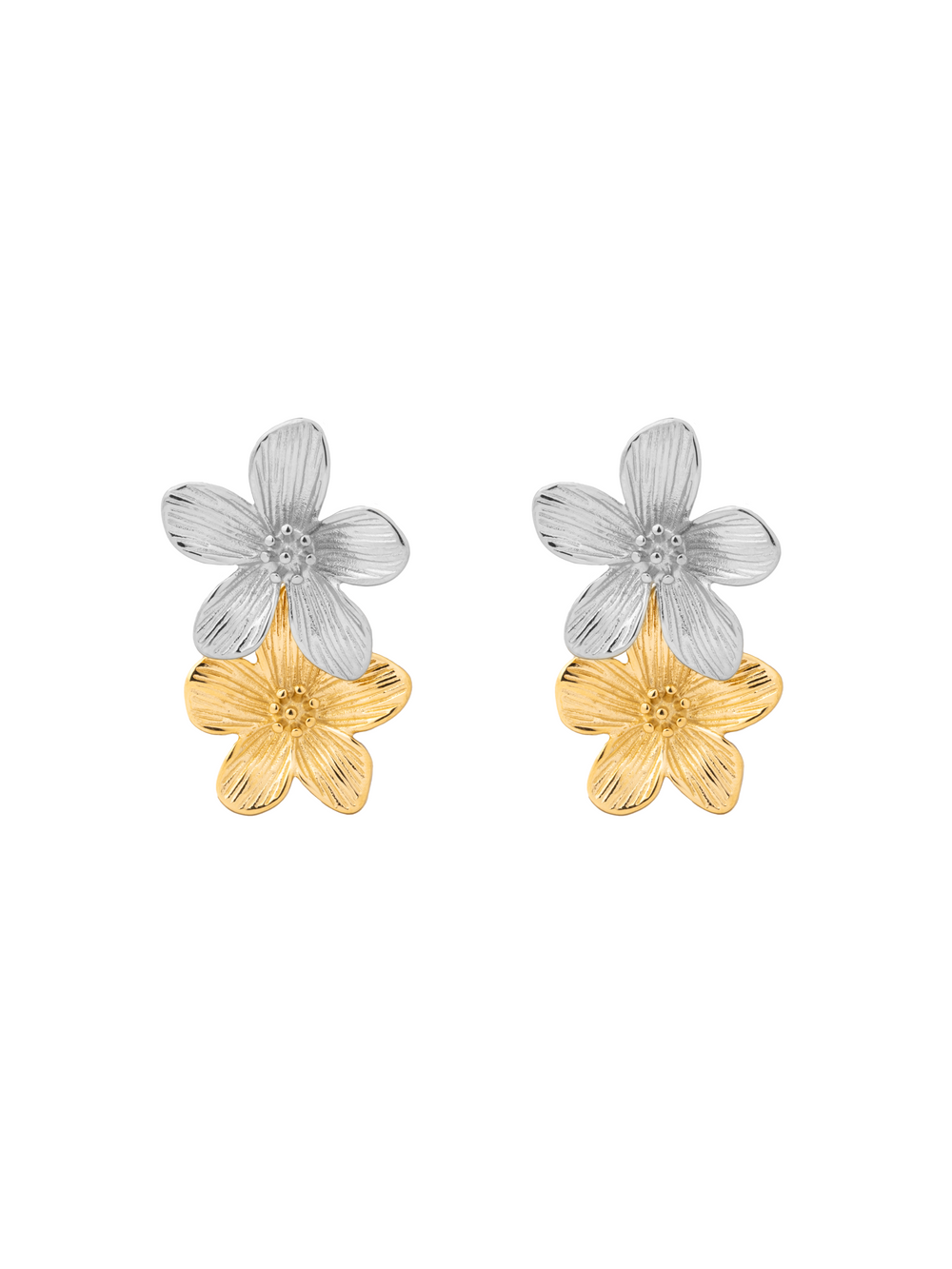 Par Arete Doble Flor Con Centro