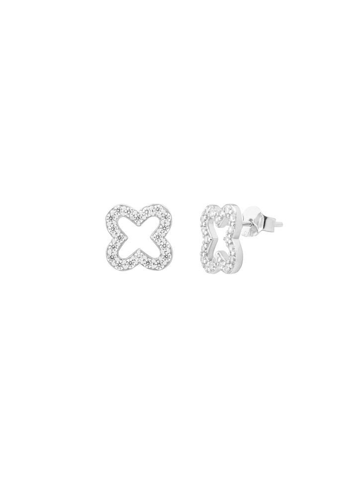Par Arete Contorno Trebol  Zirconia