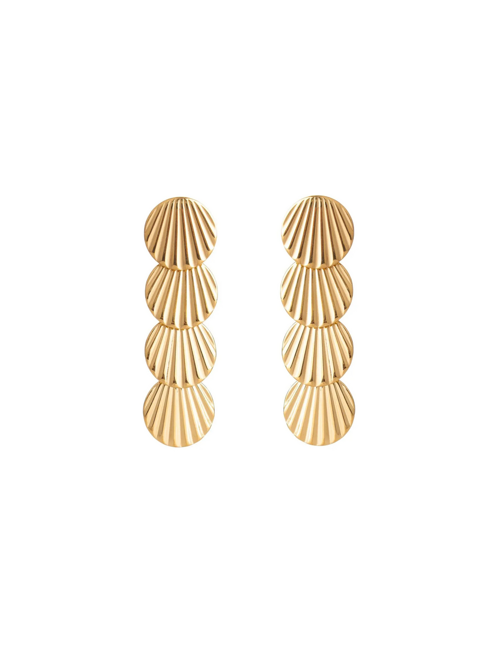 Par Arete Tira Circulo Cuatro Conchas