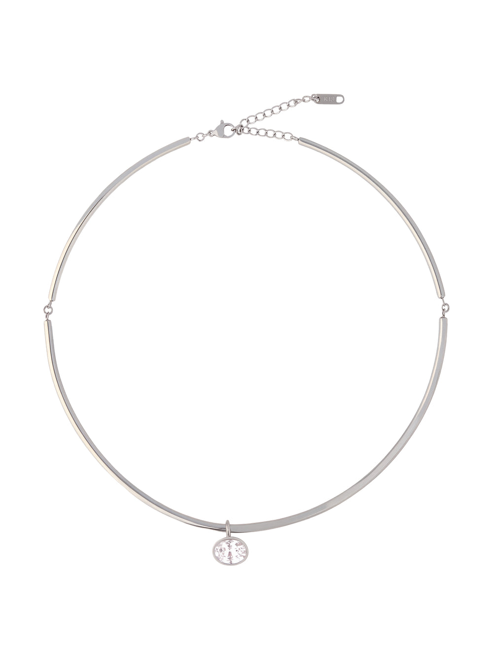 Choker Rigido Dije Zirconia Ovalada
