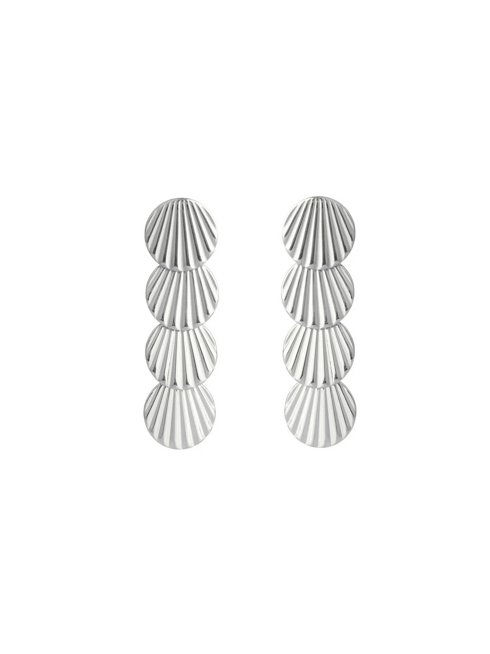 Par Arete Tira Circulo Cuatro Conchas