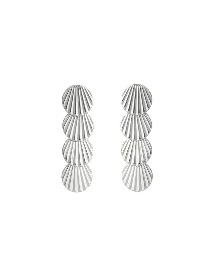 Par Arete Tira Circulo Cuatro Conchas