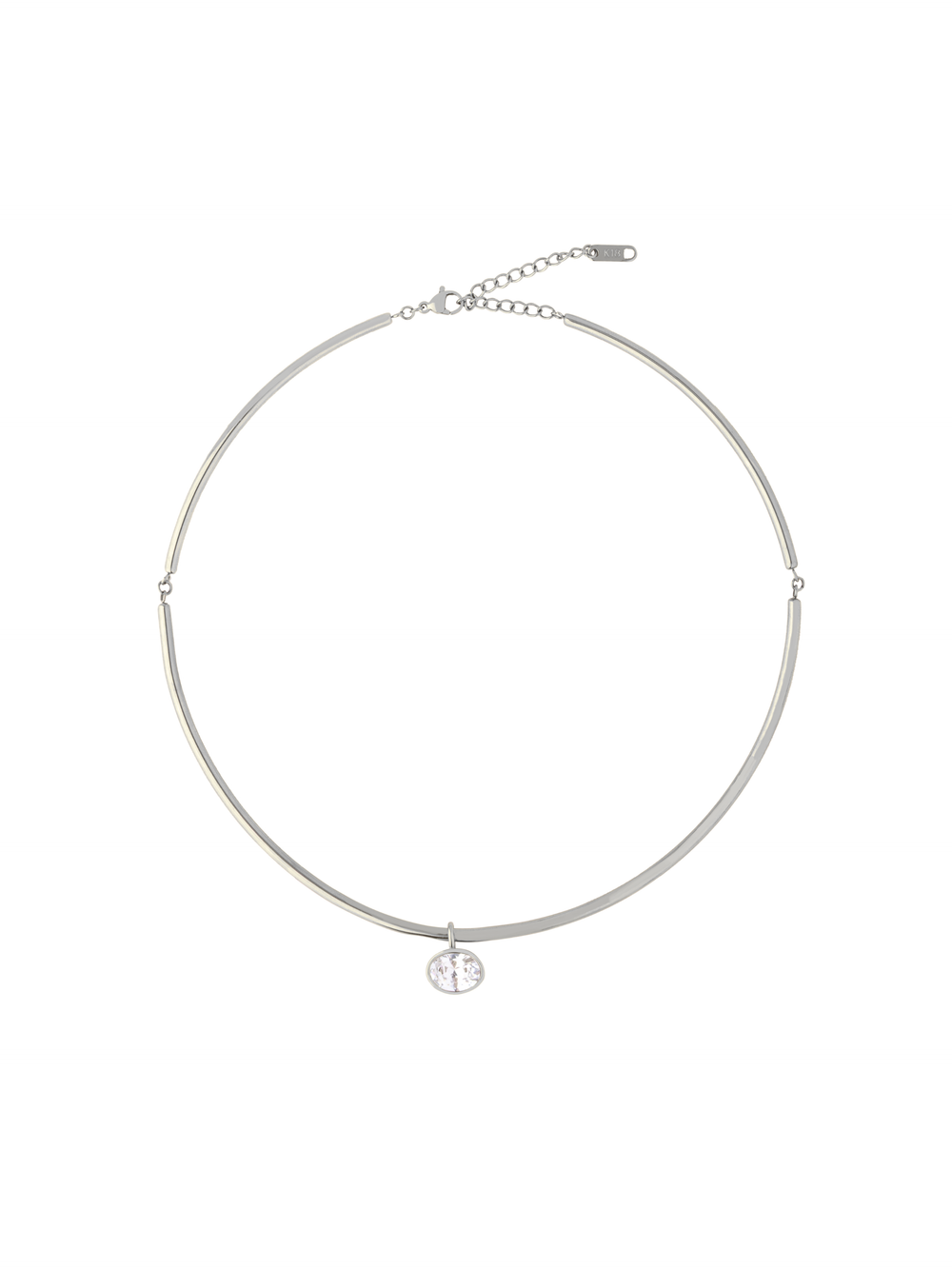 Choker Rigido Dije Zirconia Ovalada