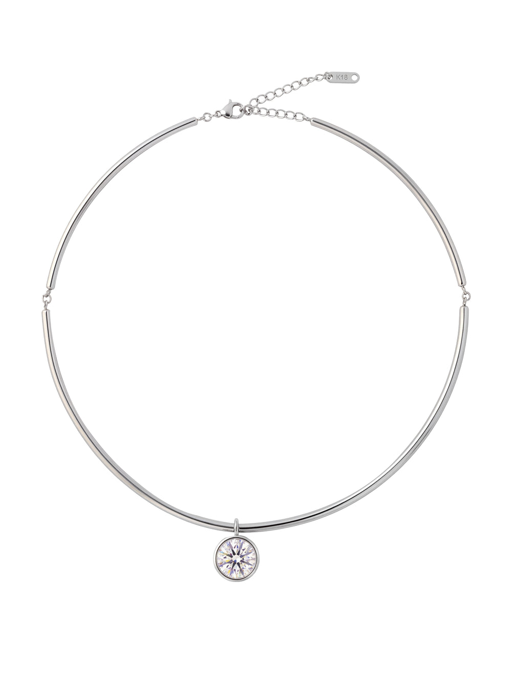 Choker Rigido Dije Zirconia Redonda