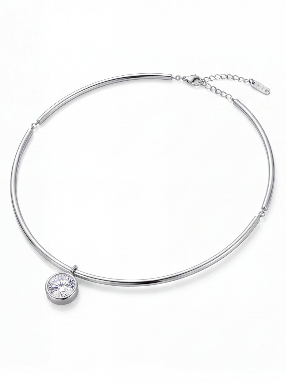 Choker Rigido Dije Zirconia Redonda