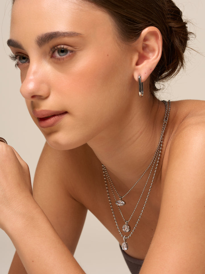 Collar Bolitas Con Dije Zirconia Marquesa