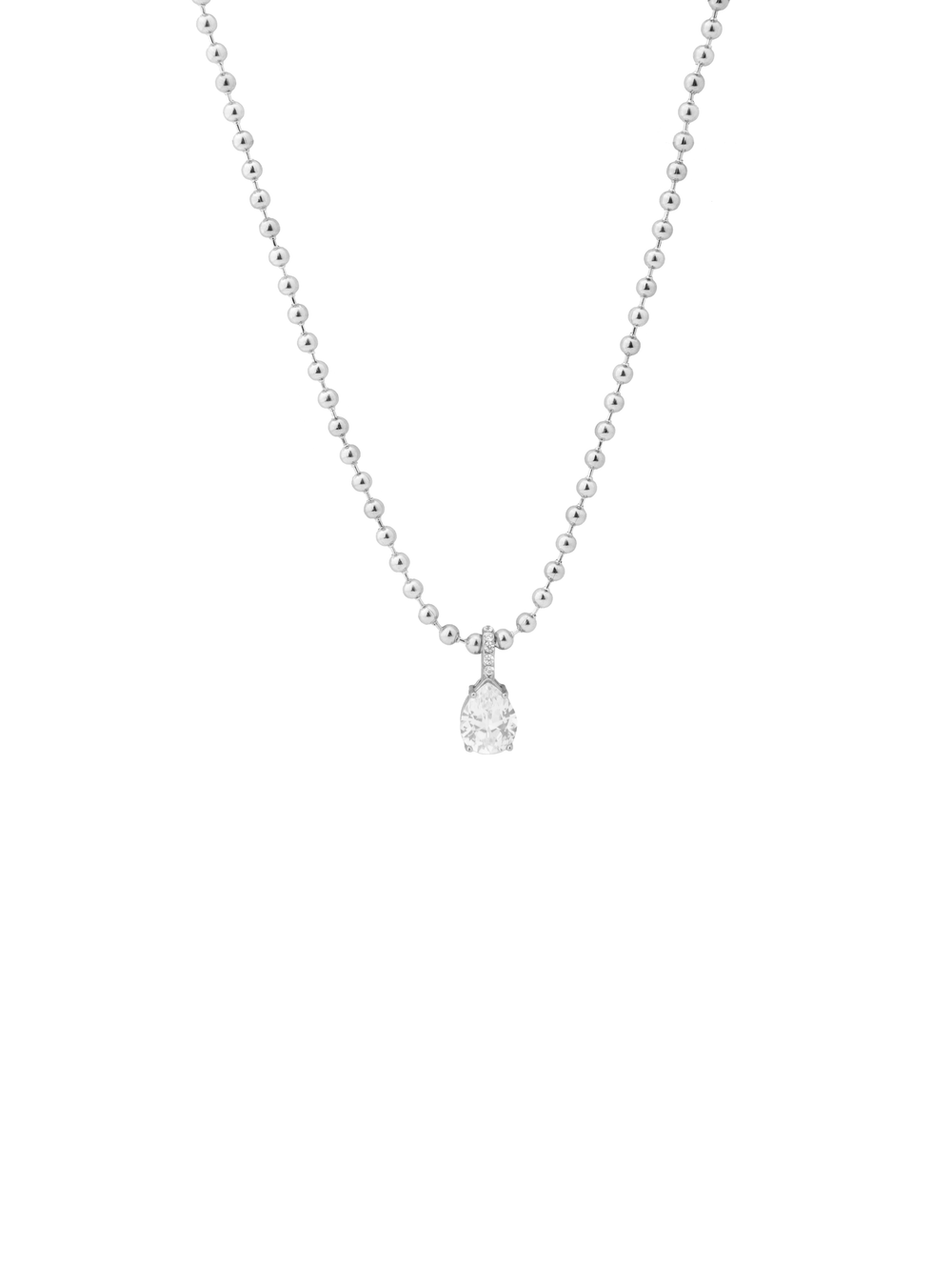 Collar Bolitas Con Dije Zirconia Gota
