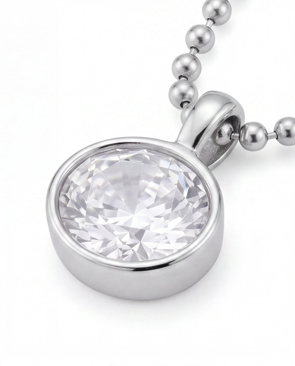 Collar Bolitas Con Dije Zirconia Ovalada