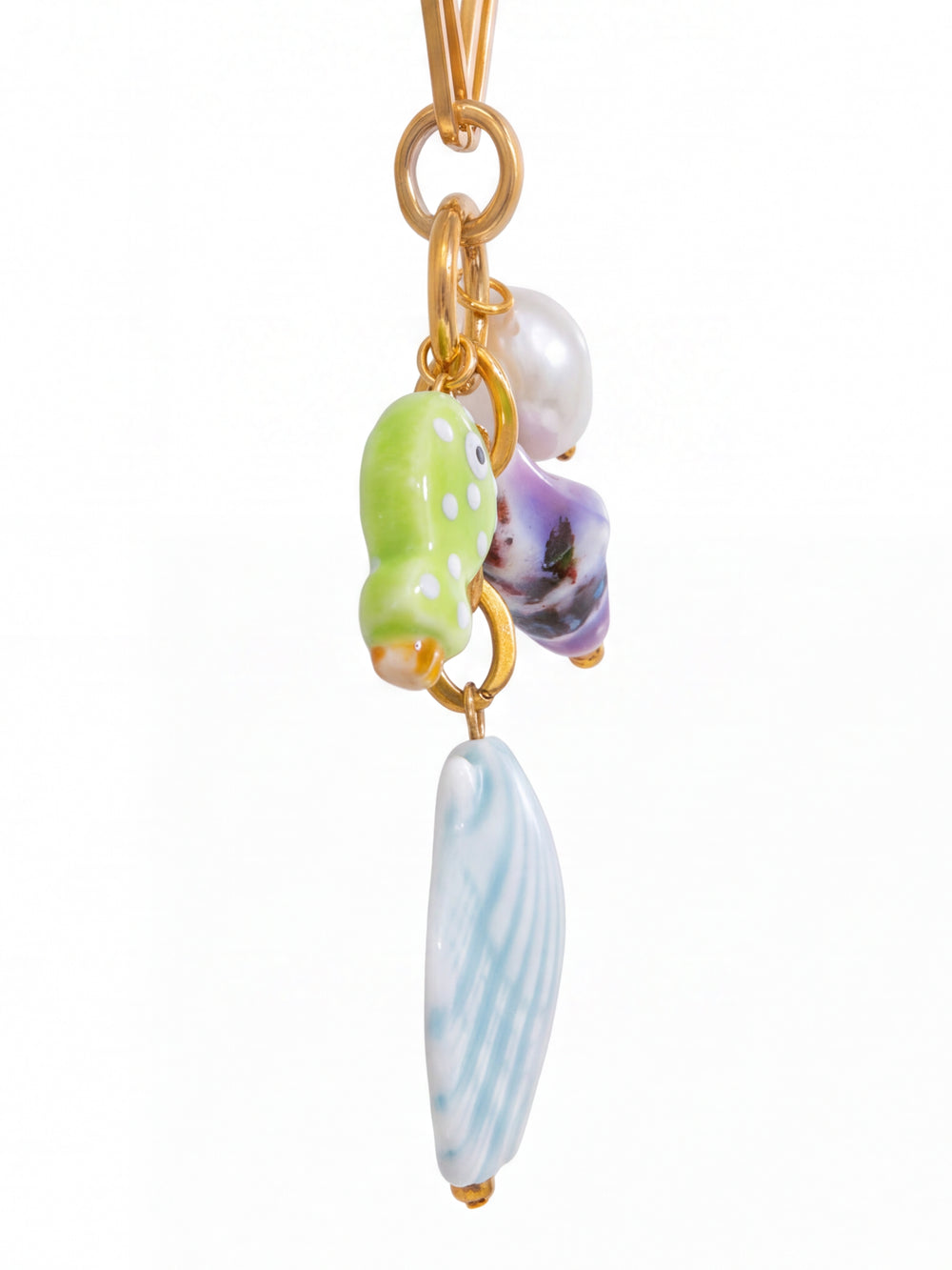 Collar Bolitas Celestes Con Dijes Marinos