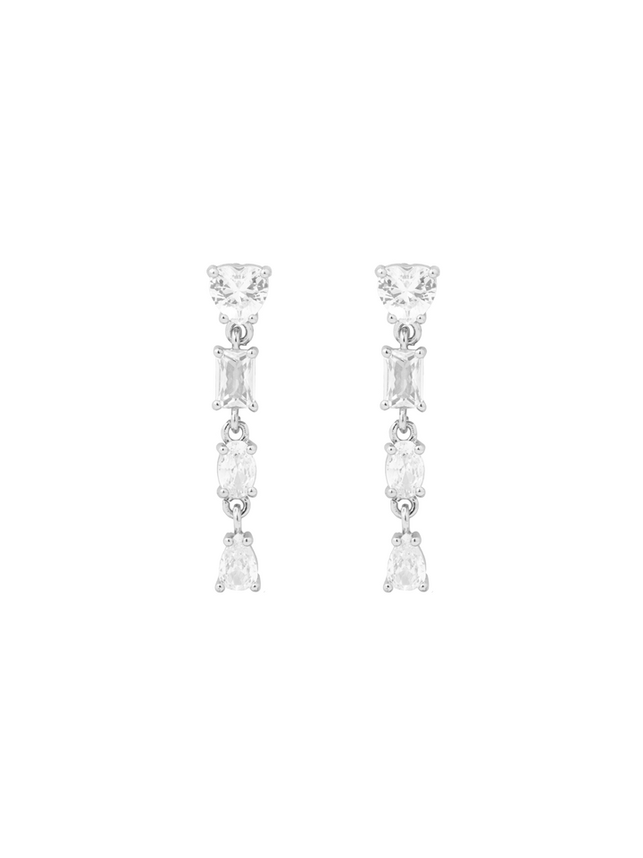 Par Arete Tira Corazon, Rectangulo y Ovalo Zirconias
