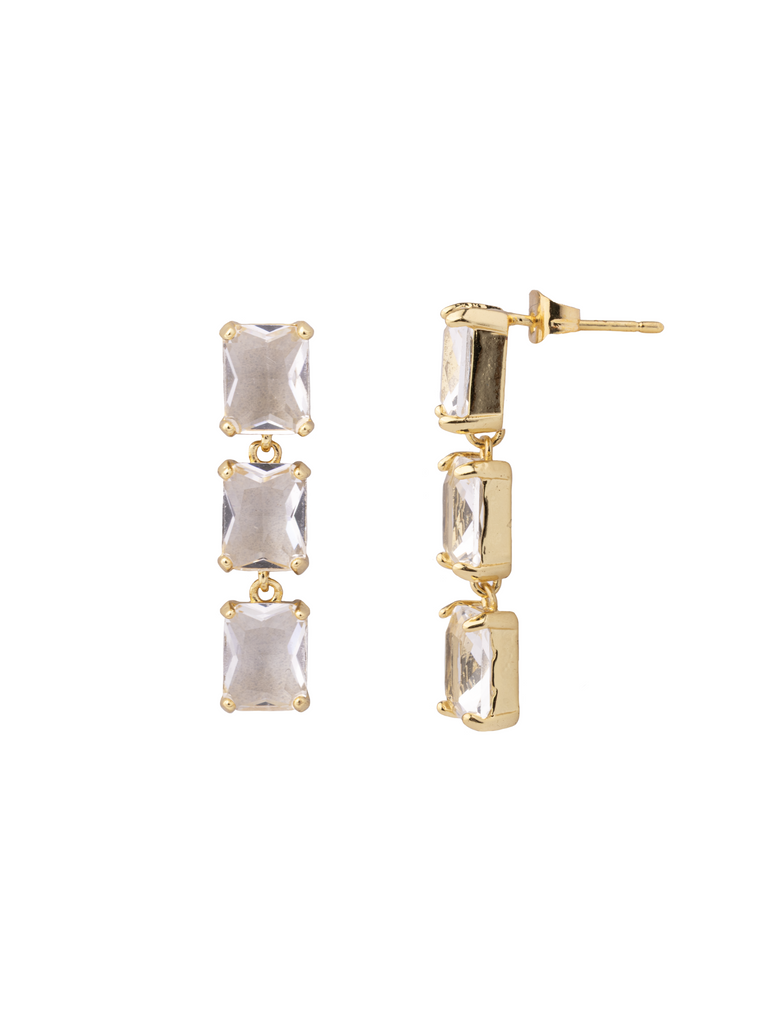 Par Arete Tira Triple Baguette