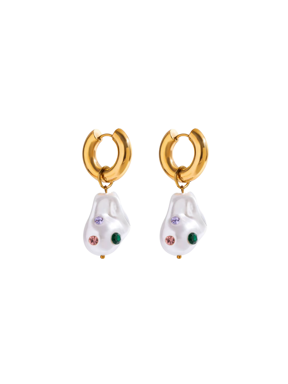 Par Arracada Con Perla Zirconias Colores