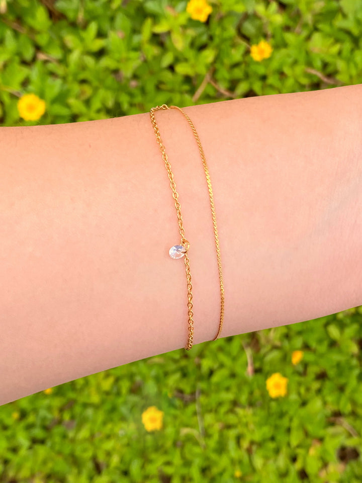 Pulsera Doble Cadena Con Zirconia