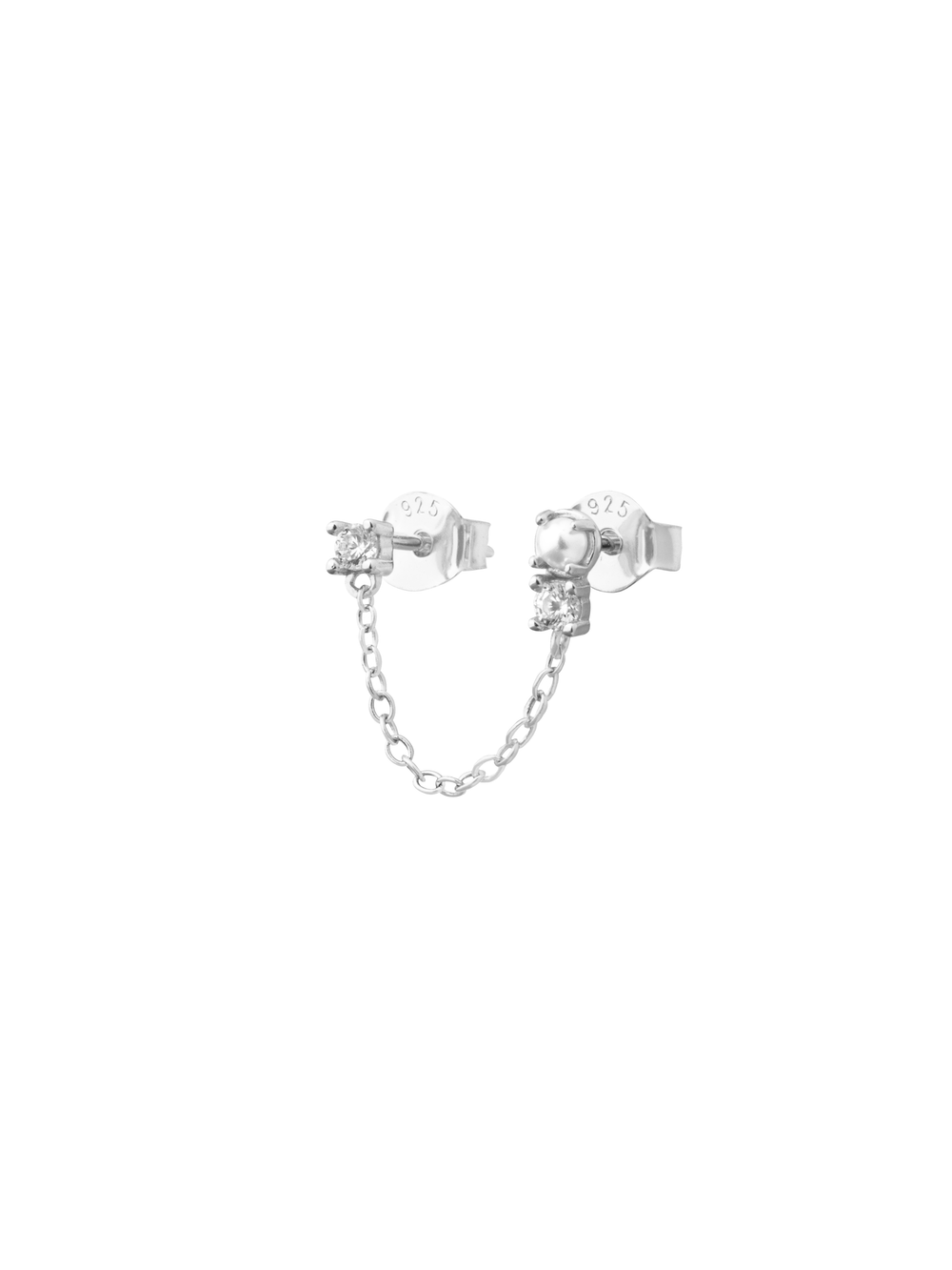 Arete Perla Y Doble Zirconia Con Cadena