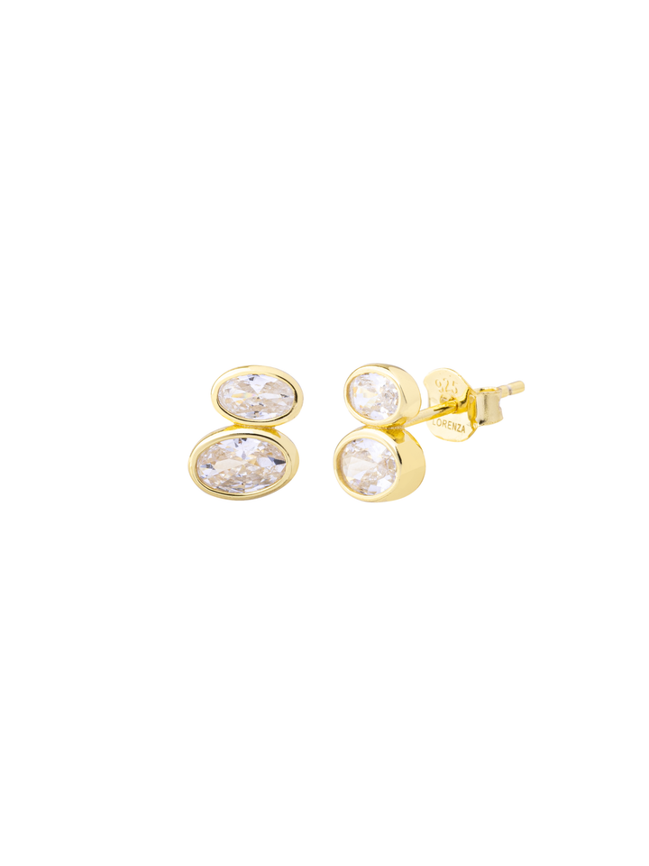 Par Arete Doble Zirconia Ovalada