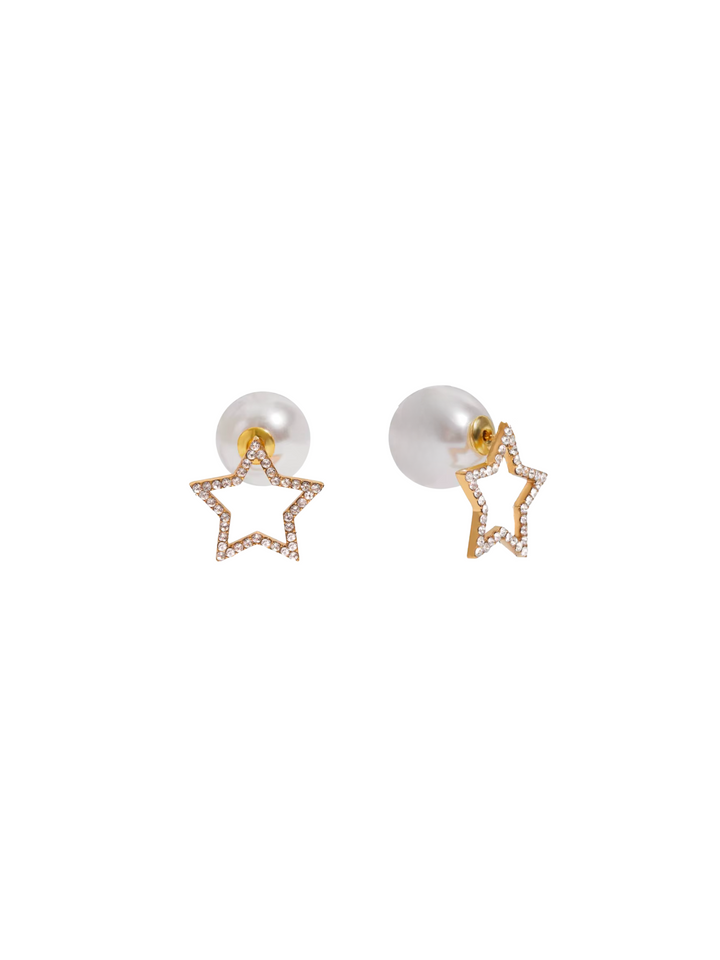 Par Arete Contorno Estrella Zirconias Con Perla