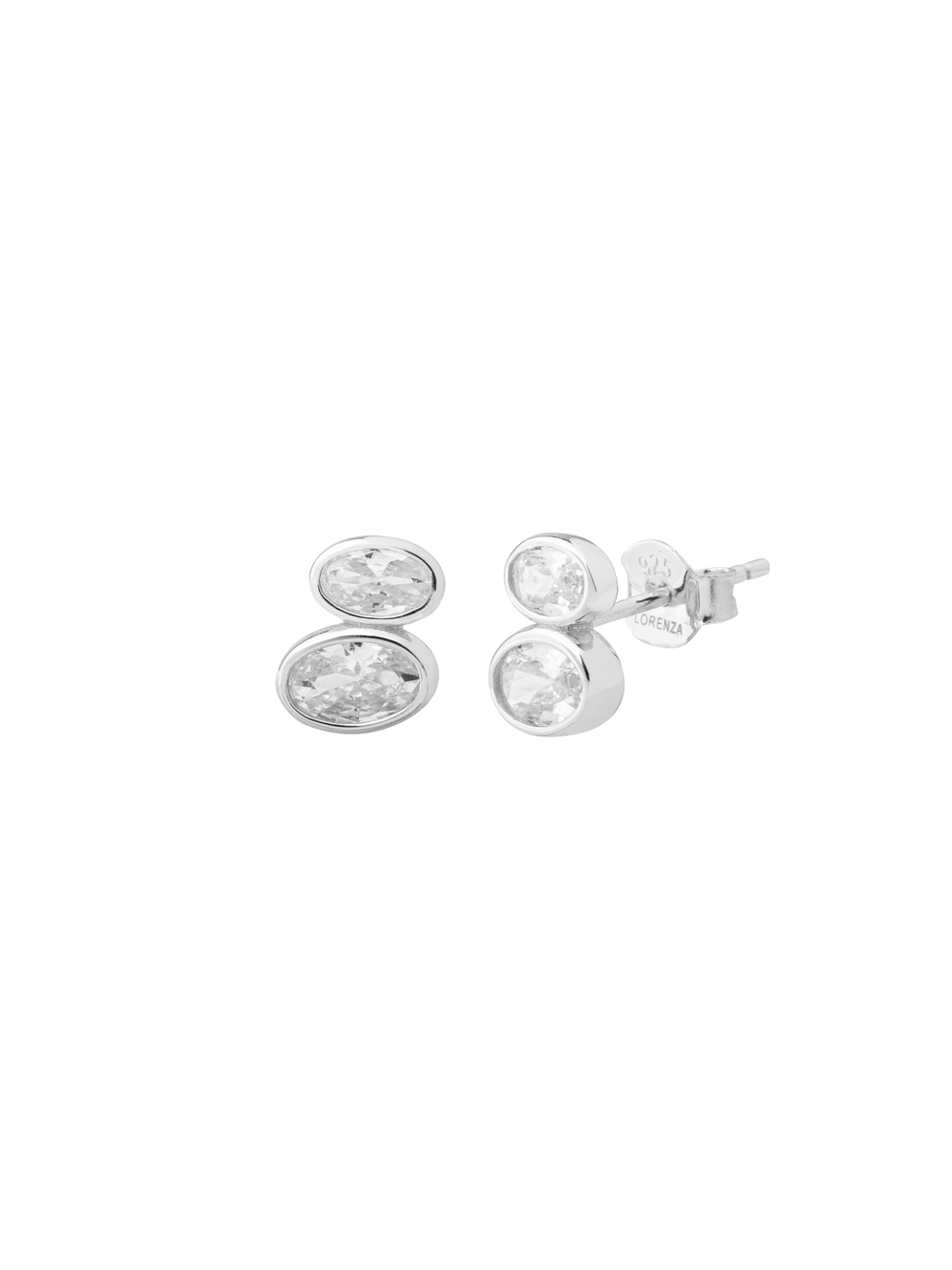 Par Arete Doble Zirconia Ovalada