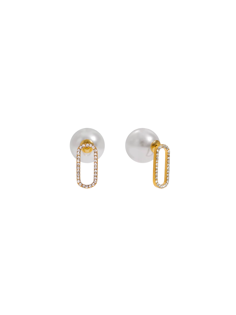 Par Arete Contorno Ovalo Zirconias Con Perla