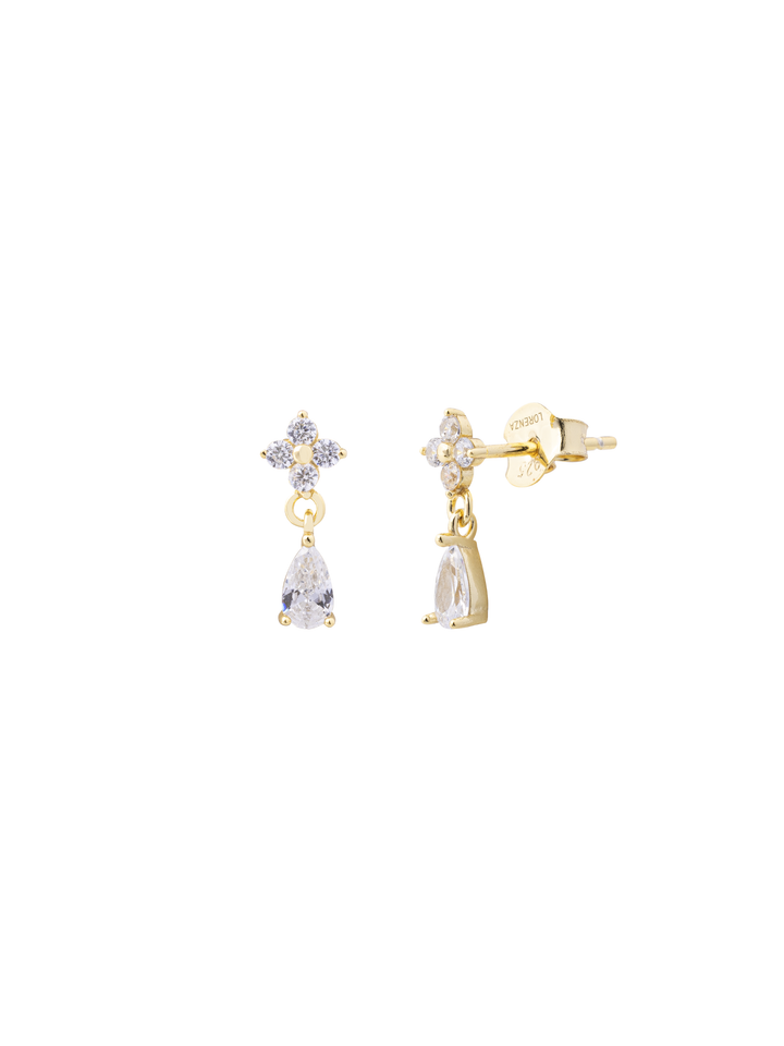 Par Arete Mini Trebol Con Gota Colgante