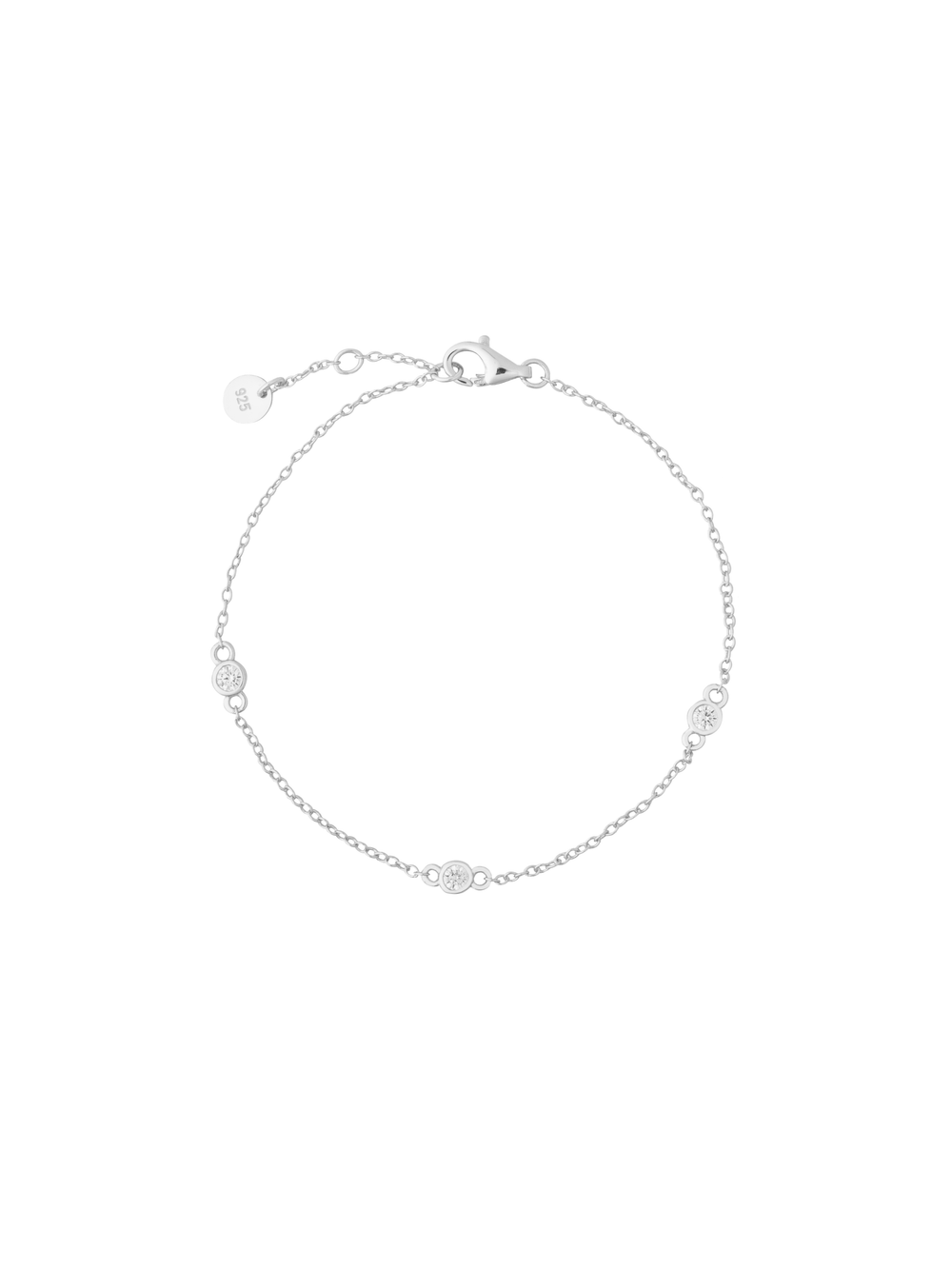 Pulsera Tres Zirconias Con Bisel