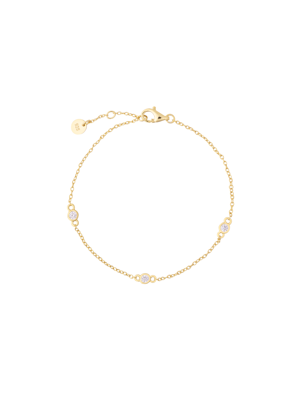 Pulsera Tres Zirconias Con Bisel