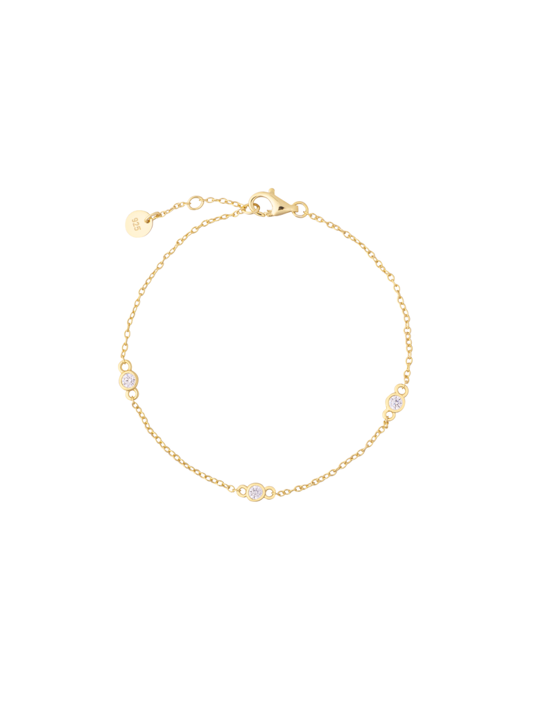 Pulsera Tres Zirconias Con Bisel