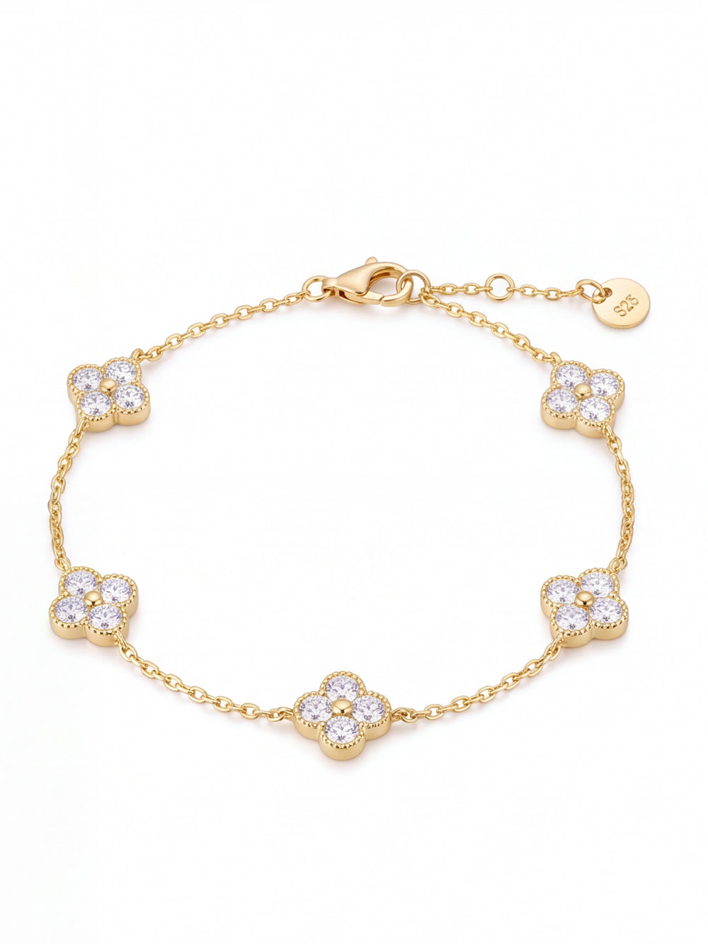 Pulsera Con Treboles Cuatro Hojas Zirconia