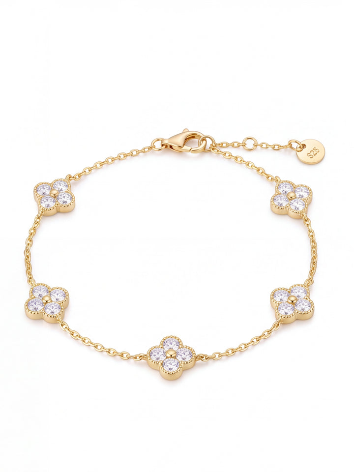 Pulsera Con Treboles Cuatro Hojas Zirconia