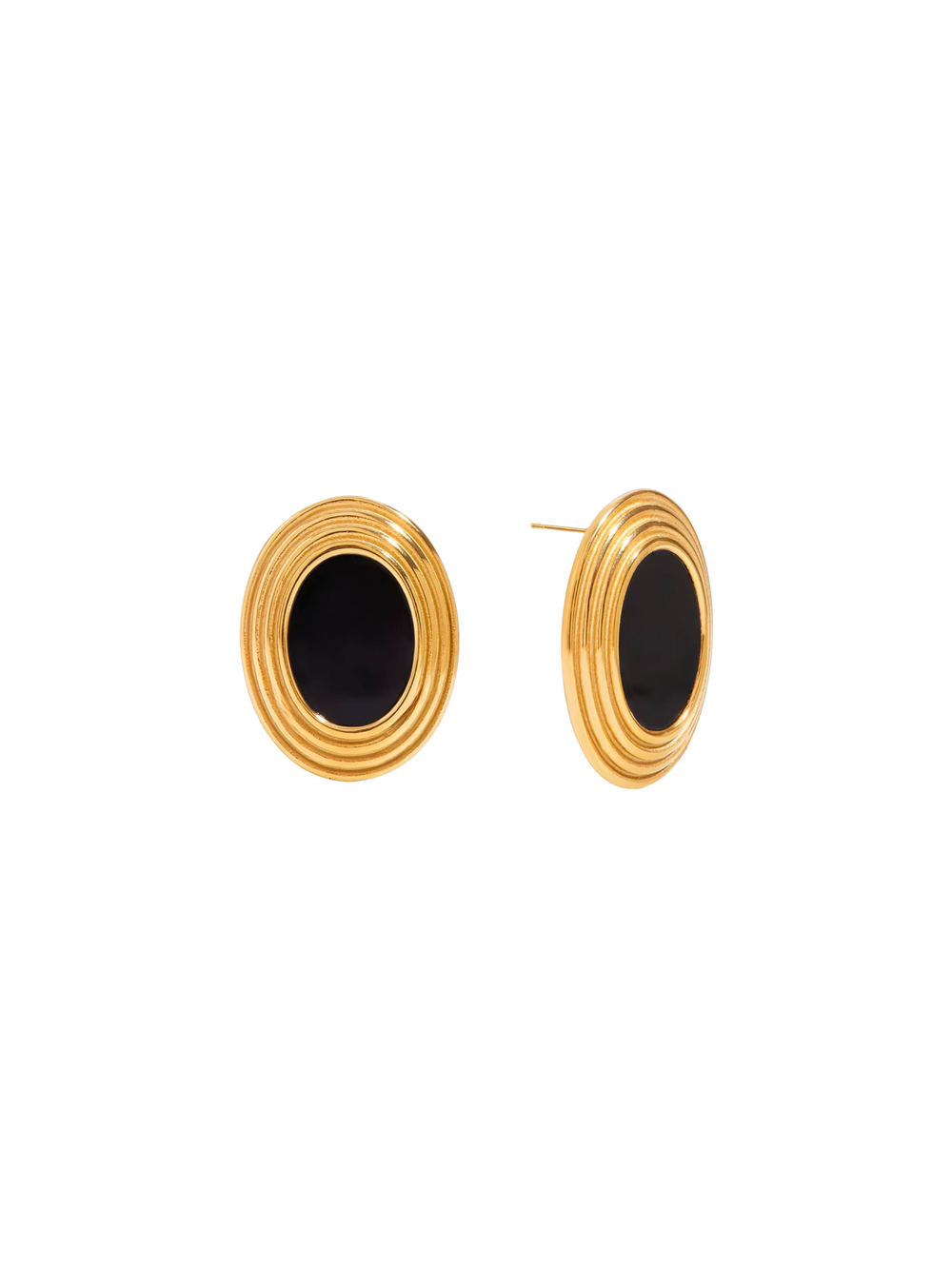 Par Arete Ovalo Lineas Con Piedra